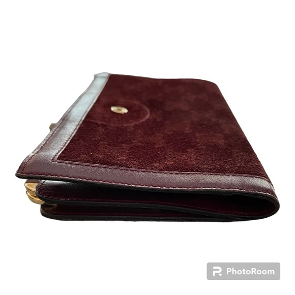 Celine Vintage Triomphe Kisslock Wallet Suede with Leather accents. EUC - Picture 3 of 12